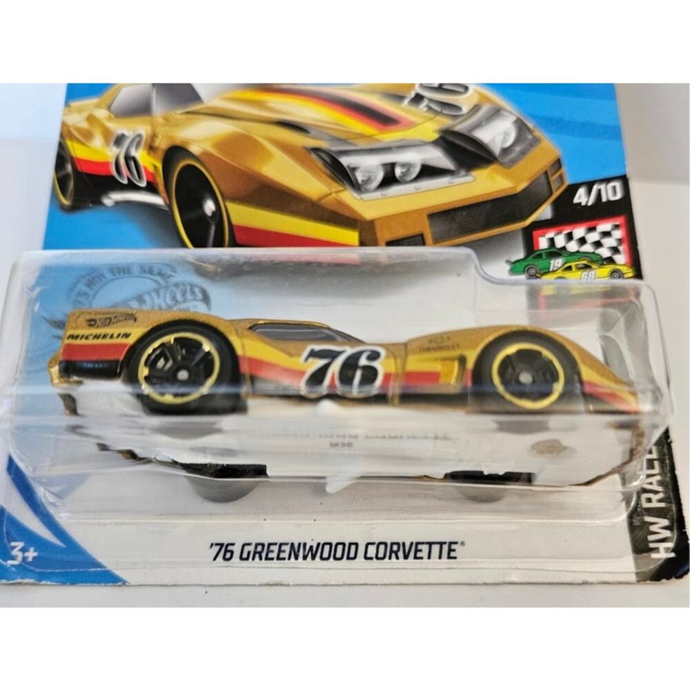 '76 Greenwood Corvette Hot Wheels Year 2017 #34/250, HW Race Day, Gold Die Cast - Picture 4 of 8